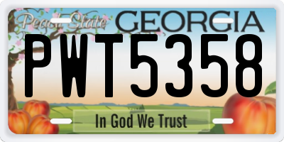 GA license plate PWT5358