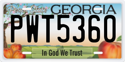 GA license plate PWT5360