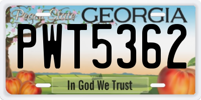 GA license plate PWT5362