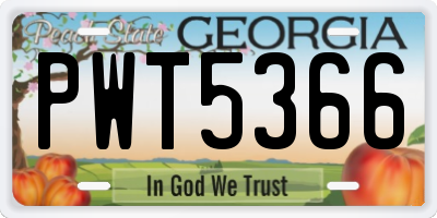 GA license plate PWT5366
