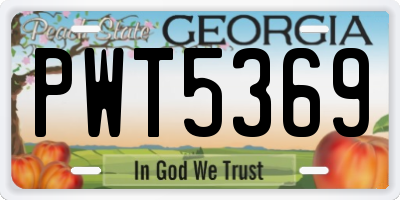 GA license plate PWT5369