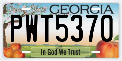 GA license plate PWT5370