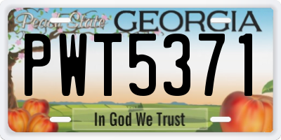 GA license plate PWT5371