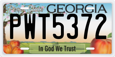 GA license plate PWT5372