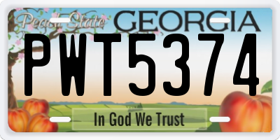 GA license plate PWT5374