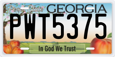 GA license plate PWT5375