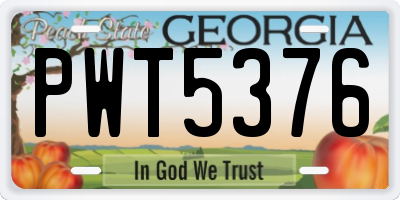 GA license plate PWT5376
