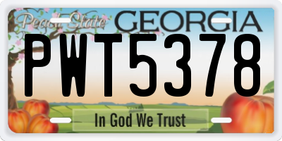 GA license plate PWT5378