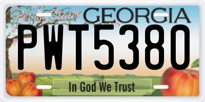 GA license plate PWT5380