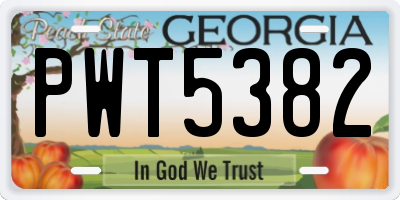 GA license plate PWT5382