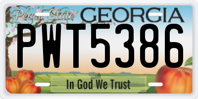 GA license plate PWT5386