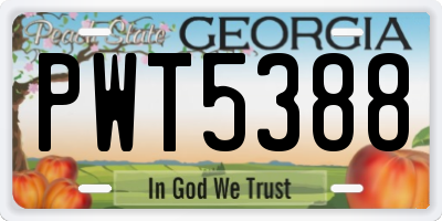 GA license plate PWT5388