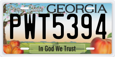 GA license plate PWT5394