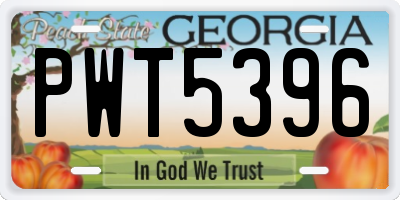 GA license plate PWT5396