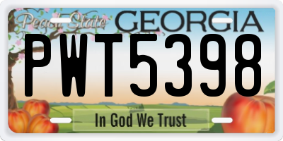 GA license plate PWT5398