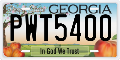 GA license plate PWT5400