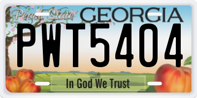 GA license plate PWT5404