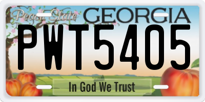 GA license plate PWT5405