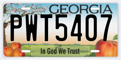 GA license plate PWT5407