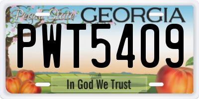 GA license plate PWT5409
