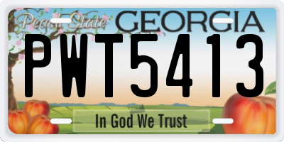 GA license plate PWT5413