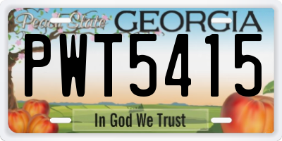 GA license plate PWT5415