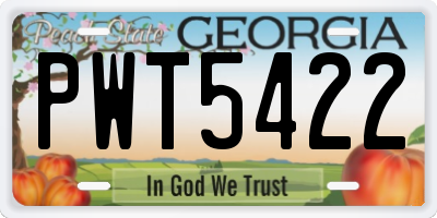 GA license plate PWT5422