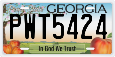 GA license plate PWT5424