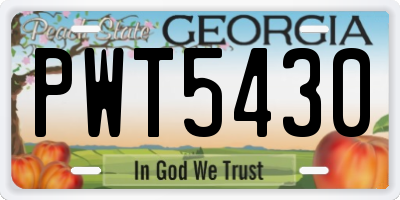 GA license plate PWT5430