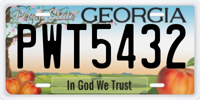 GA license plate PWT5432