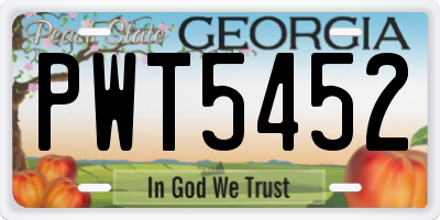 GA license plate PWT5452