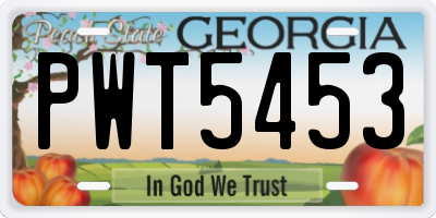 GA license plate PWT5453