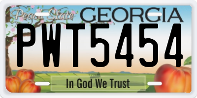 GA license plate PWT5454