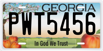 GA license plate PWT5456
