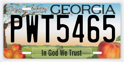 GA license plate PWT5465