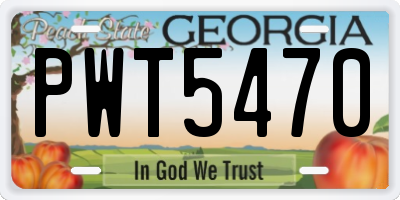 GA license plate PWT5470