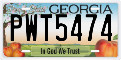 GA license plate PWT5474