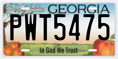 GA license plate PWT5475
