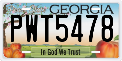 GA license plate PWT5478