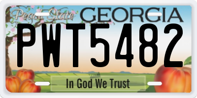 GA license plate PWT5482