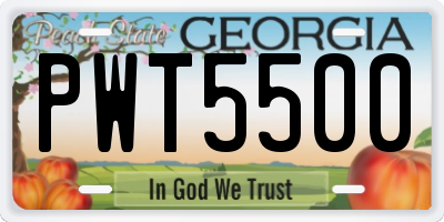 GA license plate PWT5500