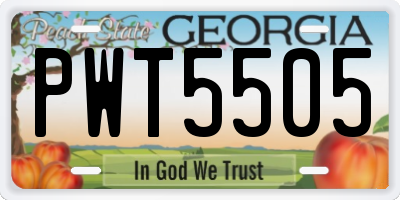 GA license plate PWT5505