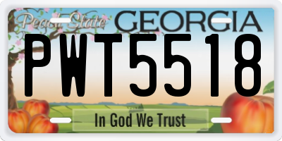 GA license plate PWT5518