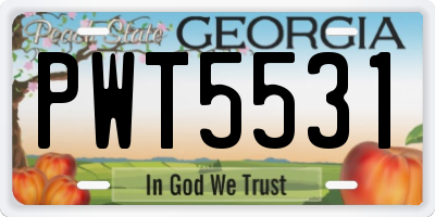 GA license plate PWT5531