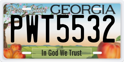 GA license plate PWT5532