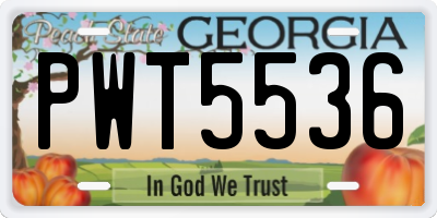GA license plate PWT5536