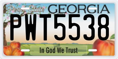 GA license plate PWT5538