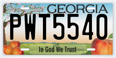 GA license plate PWT5540