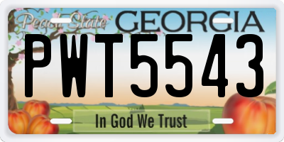 GA license plate PWT5543