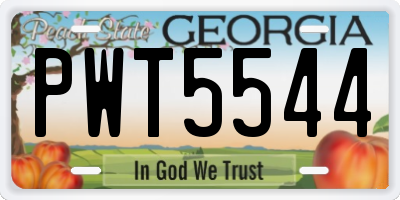 GA license plate PWT5544